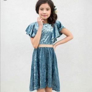 Joyfolie Blue Velvet Kids Dress